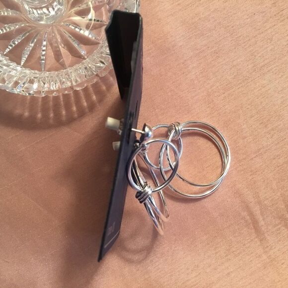 NWT Sterling Silver Dangle Hoop Earrings - Picture 3 of 4